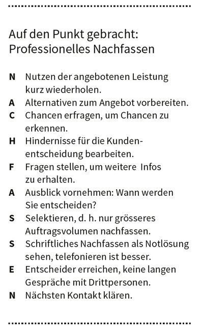 Auf den Punkt gebracht: Professionelles Nachfassen